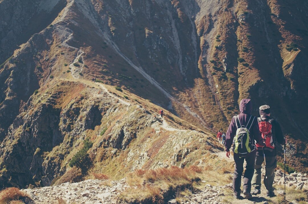 couple walking in mountains